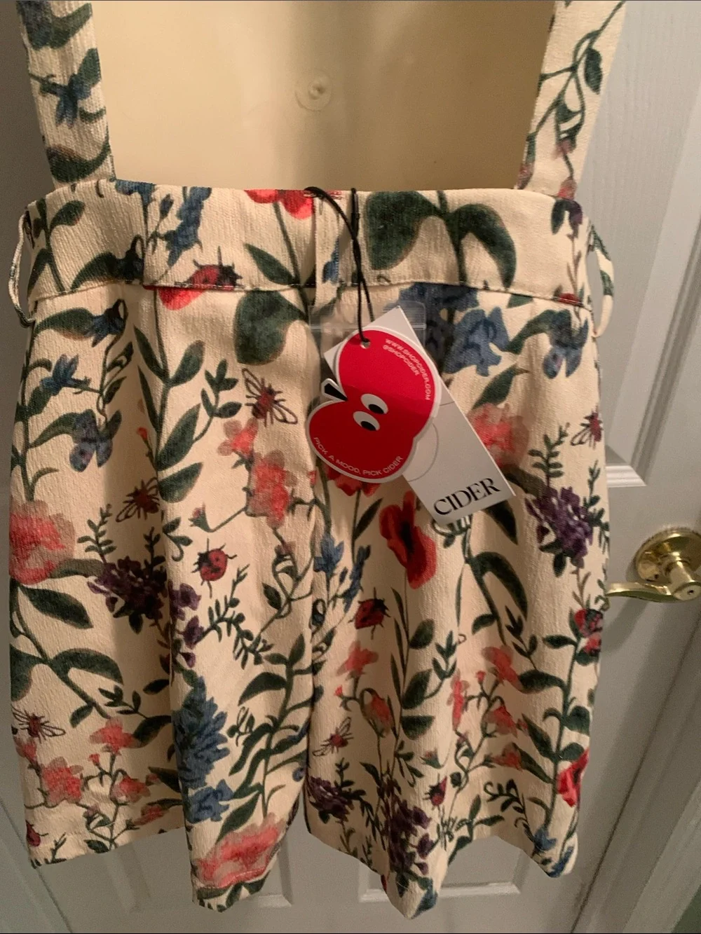 Cider Cream Floral Overall Romper with Red, Blue & Purple Blooms